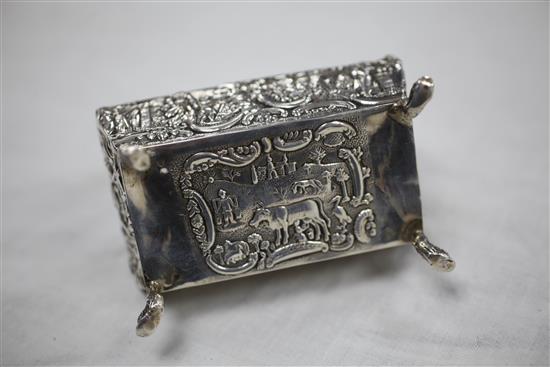 A late 19th century Dutch silver bombe shaped casket, 6 oz.